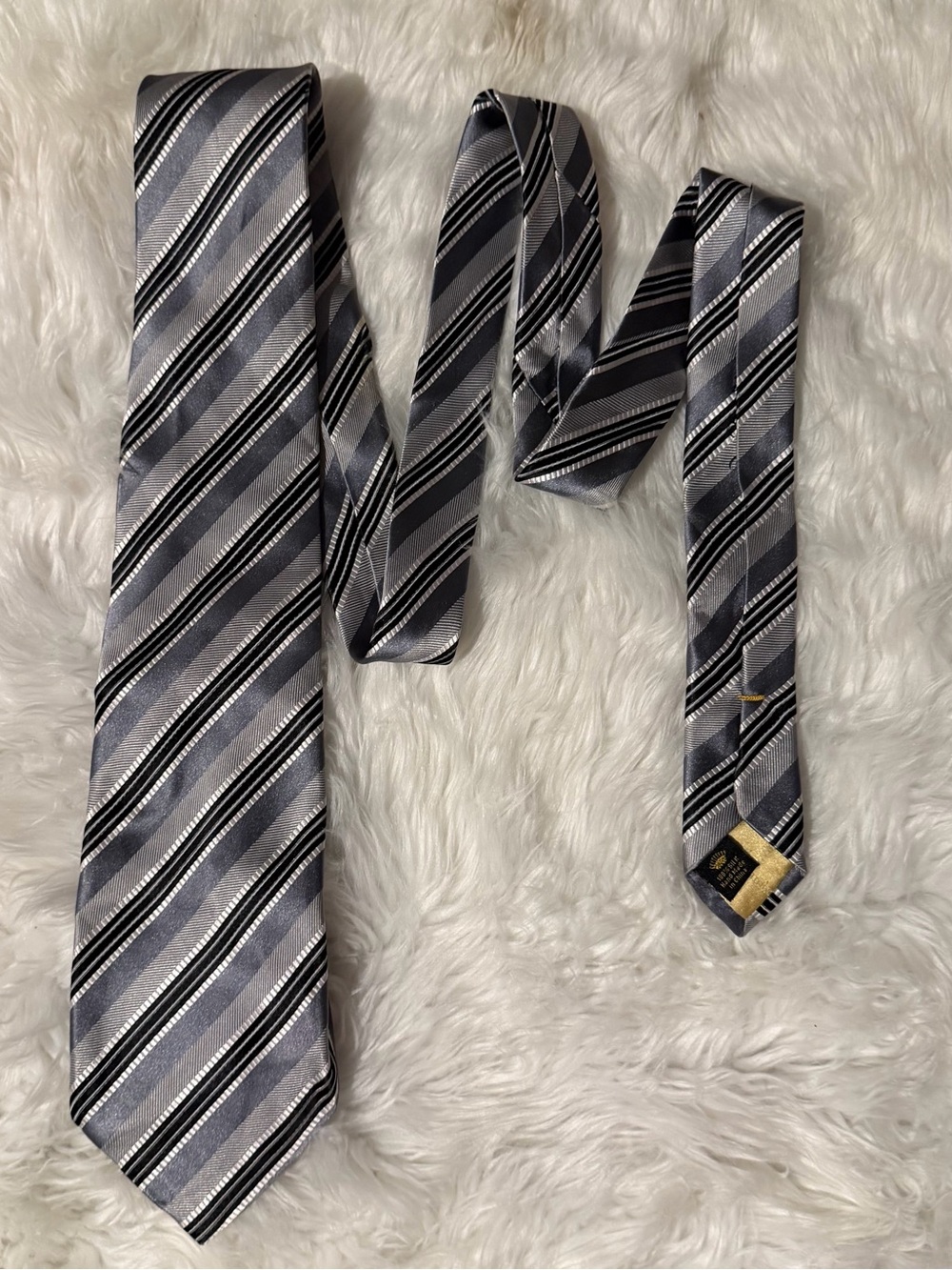 Countess Mara Men's Striped Silk Tie - Gray/Black
